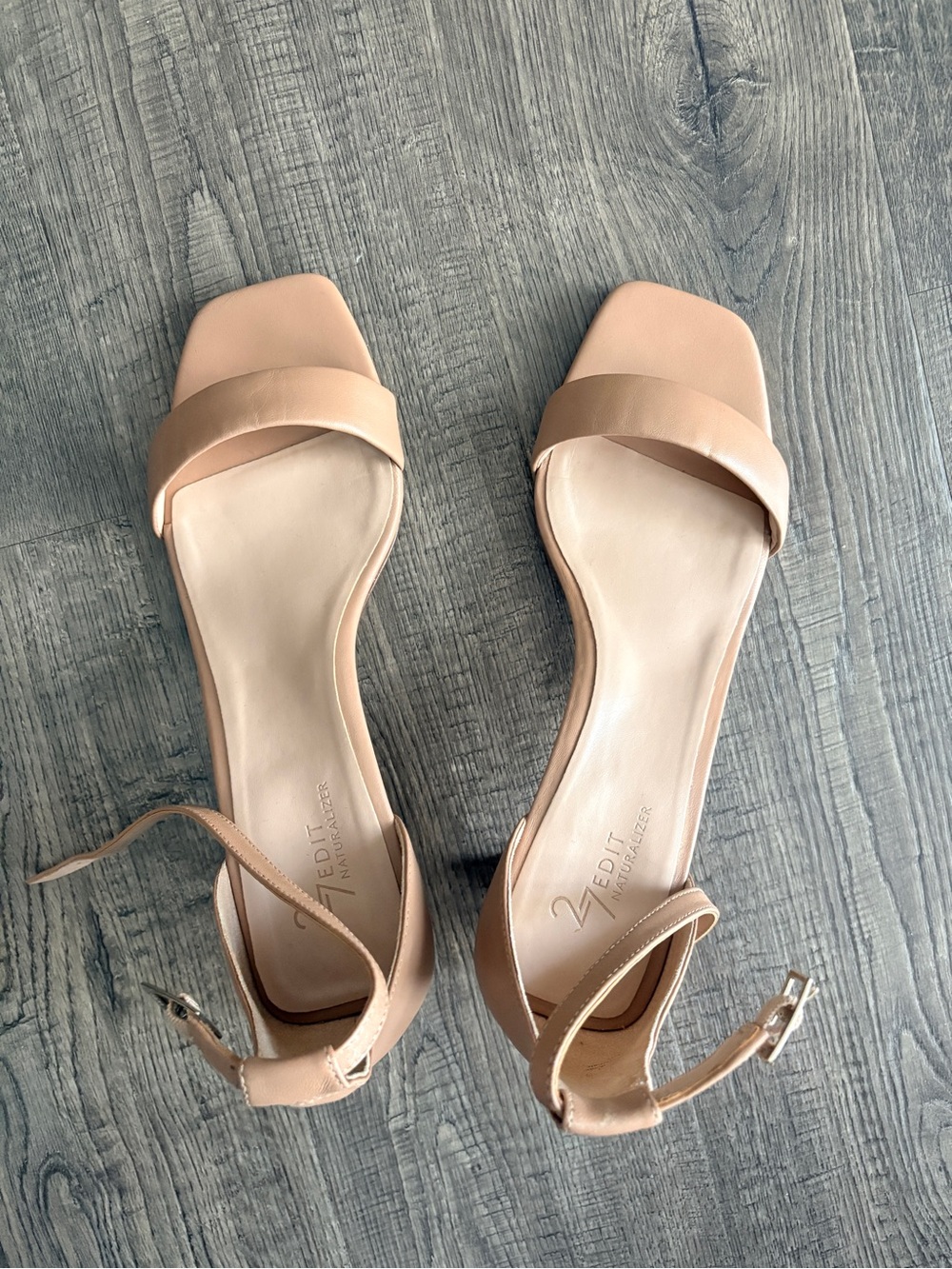 27 EDIT Beige Ankle-Strap Block Heel Sandals